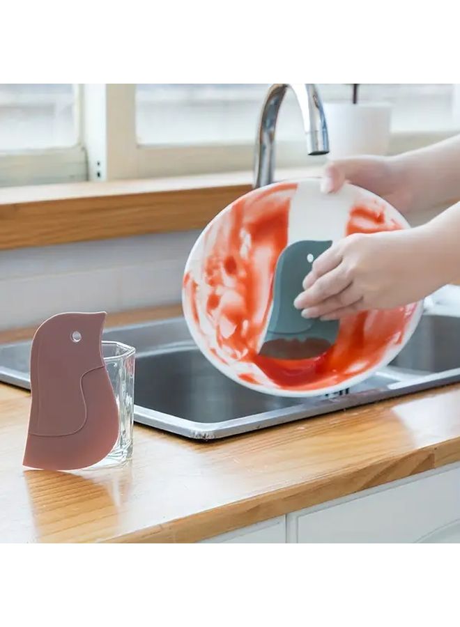 Green Penguin Silicone Kitchen Scraper Flexible Cleaning Tool For Stains - Image 4