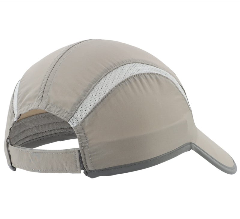 Connectyle Foldable Mesh Sun Cap Outdoor Sports Hat Breathable Sun Runner Cap with Reflective Trim Light Grey - Image 3