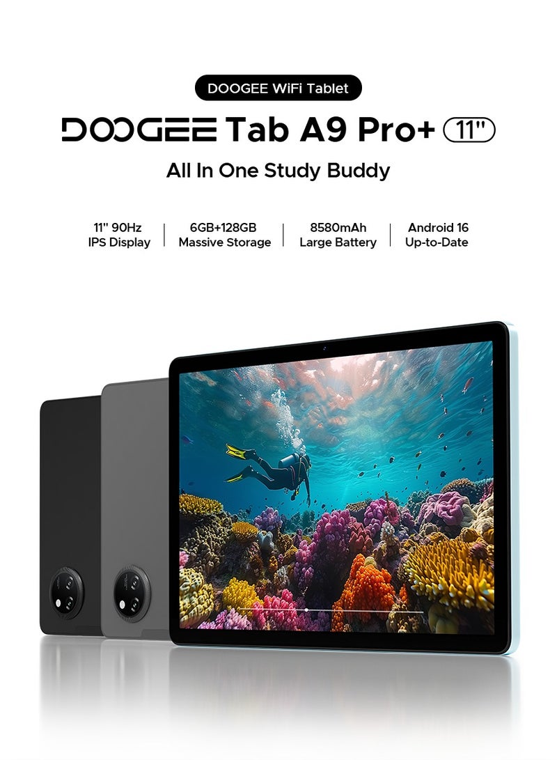 دوجي جهاز لوحي DOOGEE Tab A9 Pro+ إصدار VIP بنظام أندرويد 16 شاشة 11 بوصة HD IPS بمعدل تحديث 90Hz ذاكرة RAM 30GB سعة تخزين 128GB بطارية 8580mAh واي فاي Widevine L1 سماعات مزدوجة فتح بالوجه مع لوحة مفاتيح وماوس وقلم ستايلس وغطاء وشاحن لون رمادي نيزكي - Image 3