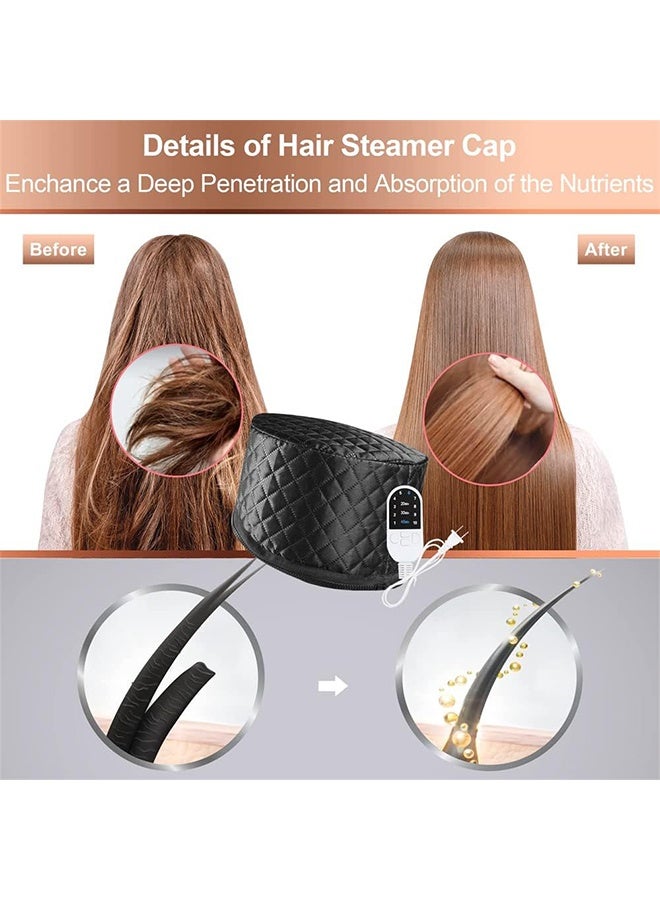 JS Hair Steamer, Heat Cap, Hair Drying Hoods Steamer for Deep Conditioning Hair Care with 10-Level Temperature Control, Electric Thermal Cap, Home Use Thermal Heat Cap (Black) - Image 3