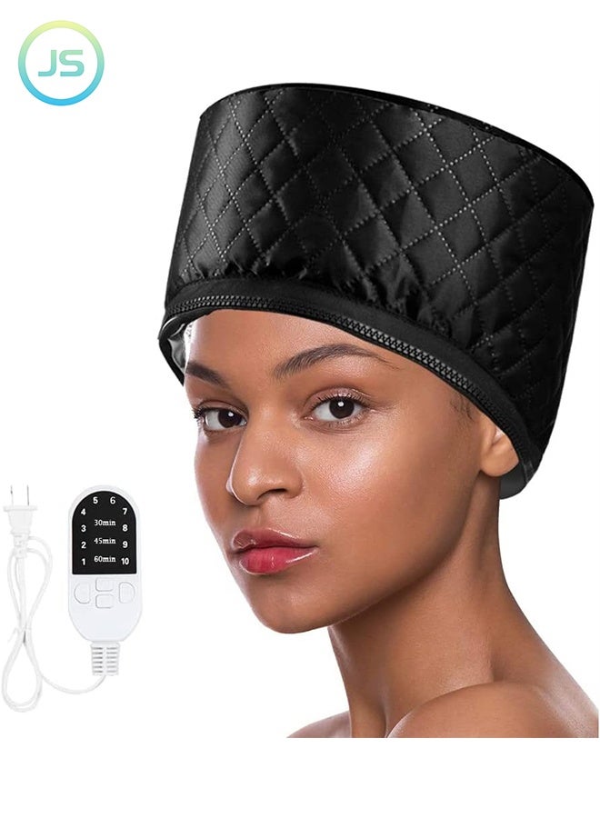 JS Hair Steamer, Heat Cap, Hair Drying Hoods Steamer for Deep Conditioning Hair Care with 10-Level Temperature Control, Electric Thermal Cap, Home Use Thermal Heat Cap (Black) - Image 1
