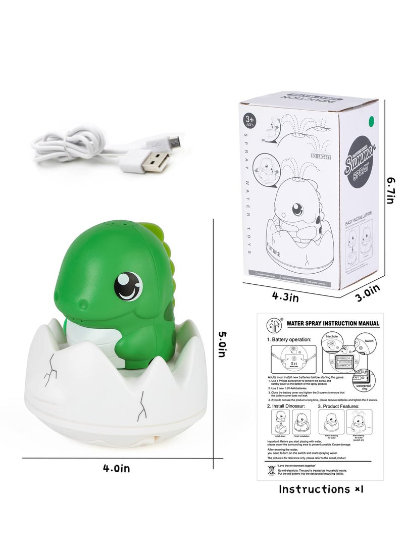 Barakah Baby Bath Toys Light Up Squirt Dinosaur Bath Toys for Kids Rechargeable Water Spray Sprinkler Automatic Floating Fountain Bath Toy Pool Bathroom Toy for Baby - Image 5