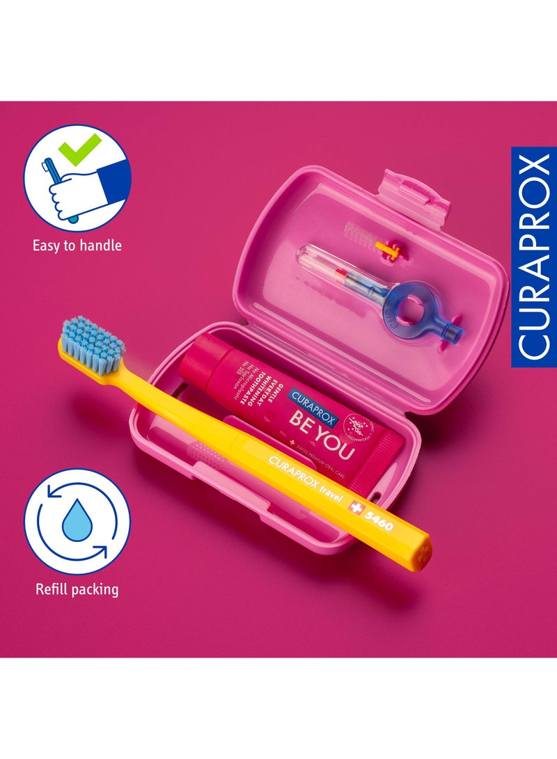 CURAPROX Travel-Set Pink. Set includes Travel Toothbrush CS 5460, 10ml Be You Toothpaste, Interdental Brush CPS prime 07, CPS prime 09. - Image 4