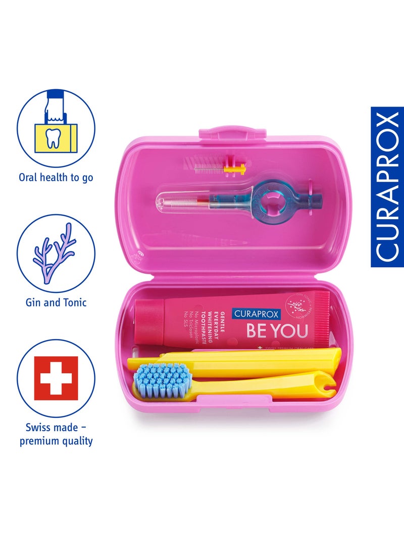 CURAPROX Travel-Set Pink. Set includes Travel Toothbrush CS 5460, 10ml Be You Toothpaste, Interdental Brush CPS prime 07, CPS prime 09. - Image 2