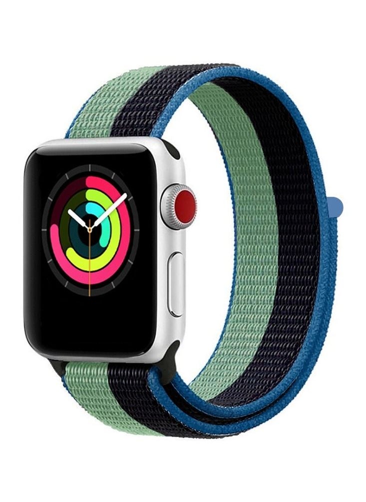 CATANES - Apple Watch 38mm 40mm 41mm Nylon Sport Loop Band Compatible with iWatch Series 7/SE/6/5/4/3/2/1 Black/Green - Image 1