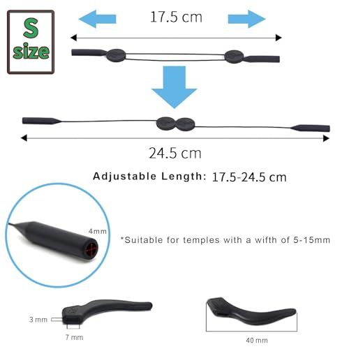 Anzailala Adjustable Eyeglass Strap with Eyeglass Ear Grip Sunglass Strap Anti-slip Eyewear String Holder Sports Sunglasses Chain with Silicone Ear Hook for Glasses Sunglasses (Large) - Image 3