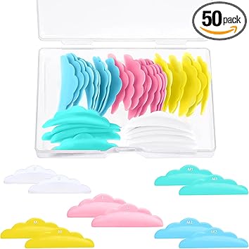 Oruola 50pcs Lash Lift RodsLash Lift PadsLash Lift Shields for All Eyes Curling Like L Curl Extensions5 Size of S M M1 M2 L Reusable Soft Silicone Shields Lash Lift Glue Balm Set Lashes Fast - Image 1