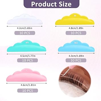 Oruola 50pcs Lash Lift RodsLash Lift PadsLash Lift Shields for All Eyes Curling Like L Curl Extensions5 Size of S M M1 M2 L Reusable Soft Silicone Shields Lash Lift Glue Balm Set Lashes Fast - Image 3