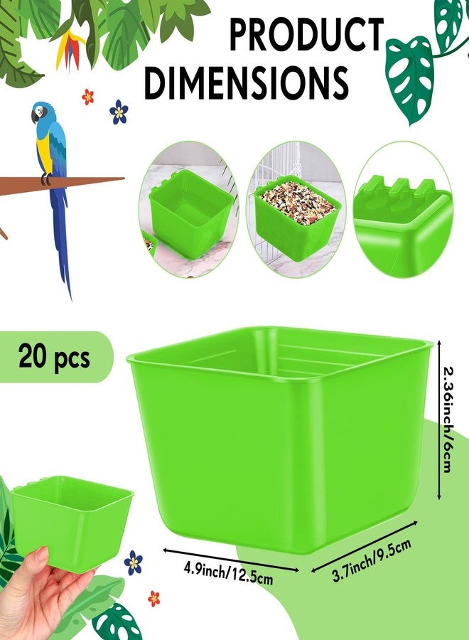 Maxdot 20 Pcs Cage Cups Chicken Feeder Waterer 16 oz Birds Feeders Hanging Bunny Cage Chicken Water Bowl for Pet Parrot Rooster Parakeet Gamefowl Poultry Pigeon Wire Hutch(Green) - Image 2