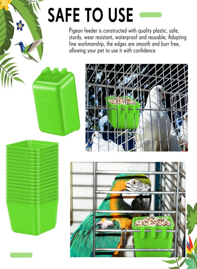 Maxdot 20 Pcs Cage Cups Chicken Feeder Waterer 16 oz Birds Feeders Hanging Bunny Cage Chicken Water Bowl for Pet Parrot Rooster Parakeet Gamefowl Poultry Pigeon Wire Hutch(Green) - Image 5