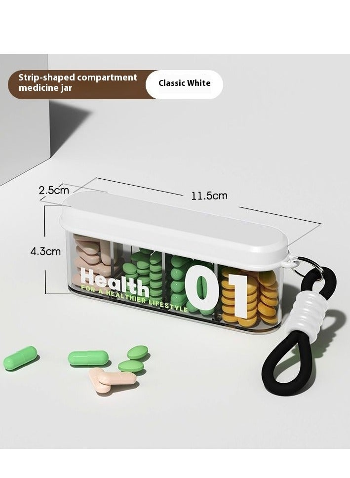 Visualization Pill Organizer with 4 Large Compartments, Portable Pill Organizer with Anti-Mixing & Wide Openings Design, Easy to Retrieve Meds, Large Capacity Storage Pill Organizer for Travel, Moisture and dust proof for Travel, Daily Use, Safety Grade A PP material(White) - Image 1