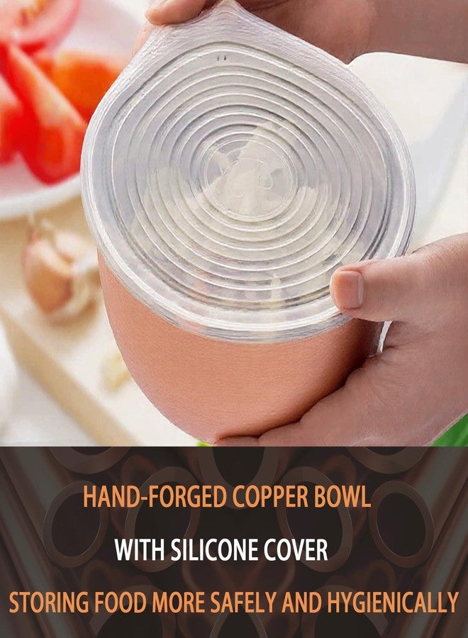 Purecopper-Medium 5.11'' Round Solid Copper Bowl - Handmade Decorative and Serving Bowls, Bowls for Food, Decoration, Condiments, Salt and Spices (2) - Image 3