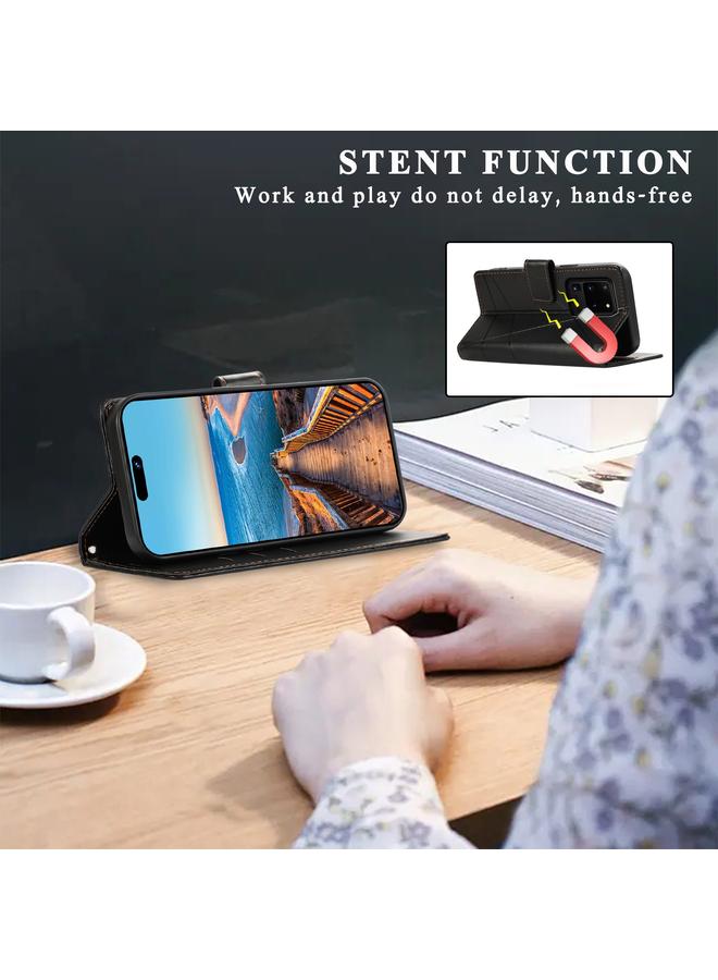 S-TOP Case For Samsung Galaxy S20 Ultra PU Genuine Leather Texture Embossed Line Phone Case - Image 5