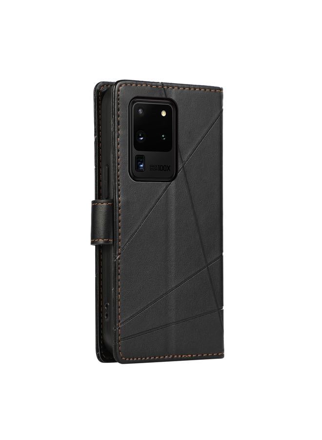 S-TOP Case For Samsung Galaxy S20 Ultra PU Genuine Leather Texture Embossed Line Phone Case - Image 3