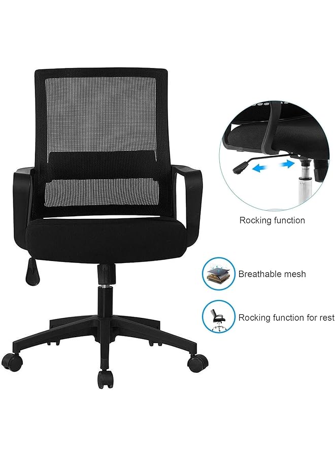 الكبريت كرسي مكتب مريح مع ارتفاع قابل للتعديل ومسند ظهر داعم لأسفل الظهر، أسود - Image 5