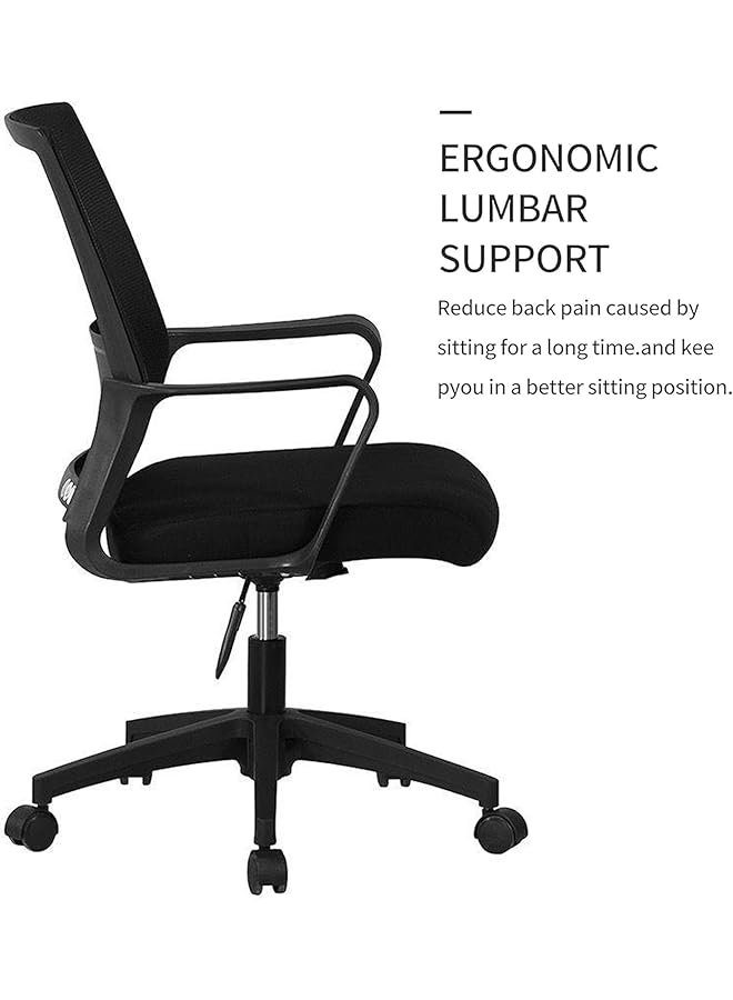 الكبريت كرسي مكتب مريح مع ارتفاع قابل للتعديل ومسند ظهر داعم لأسفل الظهر، أسود - Image 4