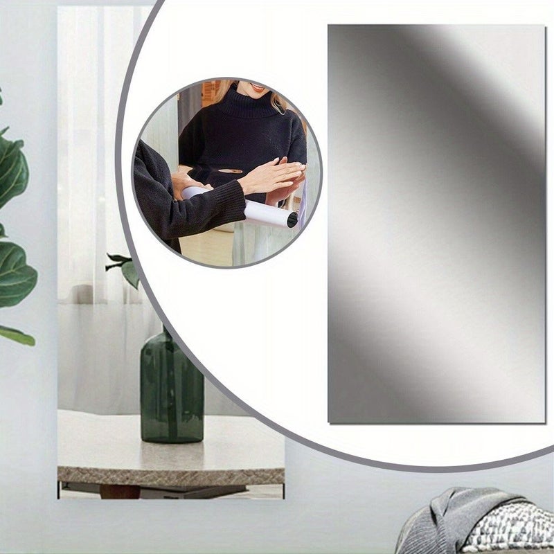 ملصق مرآة غير زجاجي 23 × 62 × 78.74 بوصة، لوح مرآة ذاتي اللصق بدون إطار للحمام وصالة الألعاب الرياضية وغرفة المعيشة وغرفة النوم، سهل التركيب والإزالة، ديكور حائط حديث وبسيط، لا حاجة لأدوات. - Image 2