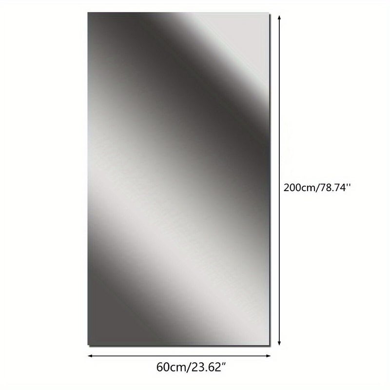ملصق مرآة غير زجاجي 23 × 62 × 78.74 بوصة، لوح مرآة ذاتي اللصق بدون إطار للحمام وصالة الألعاب الرياضية وغرفة المعيشة وغرفة النوم، سهل التركيب والإزالة، ديكور حائط حديث وبسيط، لا حاجة لأدوات. - Image 3