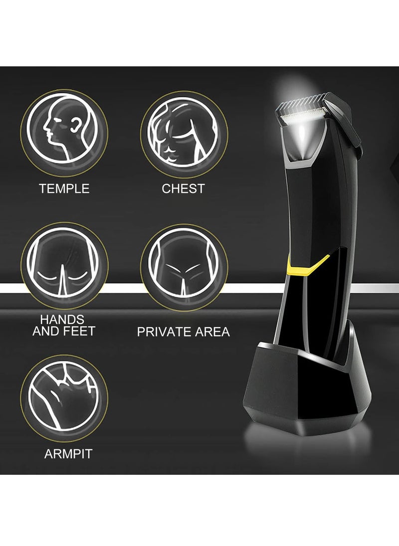 Generic Men's Body Hair Trimmer Electric Razor with LED, Rechargeable Wet and Dry Groomer for Sensitive Areas, Includes Dock and 2 Limit Combs in Black  - Image 2
