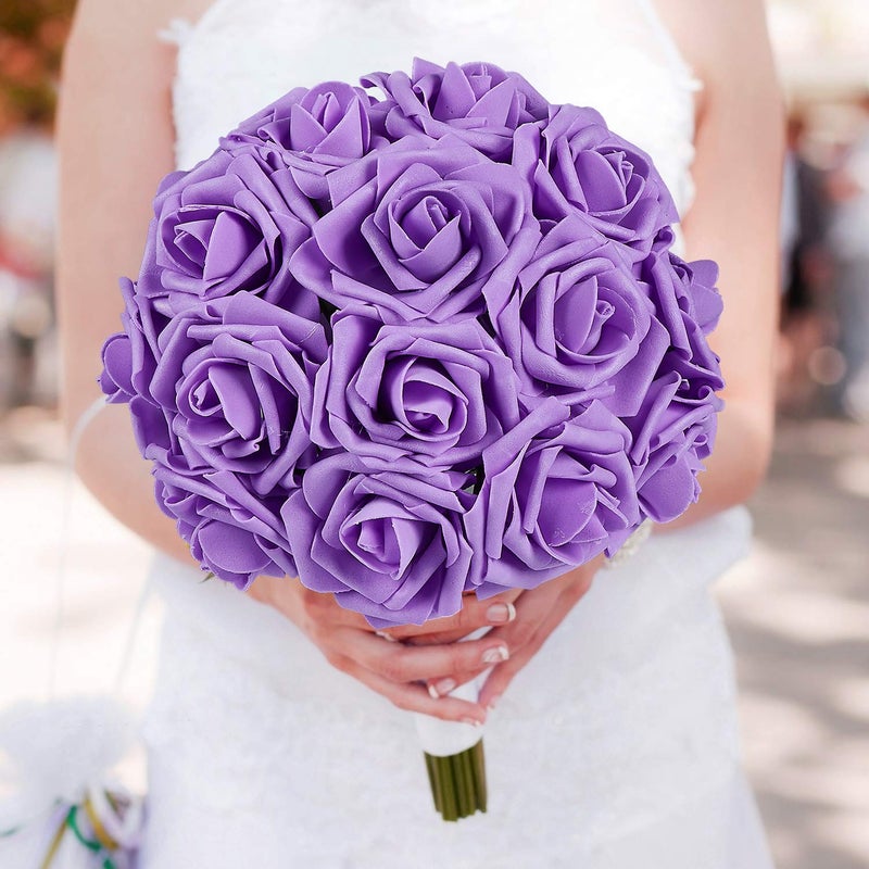 D'Lush Designs DLush designs Artificial Foam Flowers Purple Pack Of 36 Pcs - Image 1