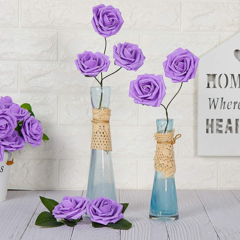 D'Lush Designs DLush designs Artificial Foam Flowers Purple Pack Of 36 Pcs - Image 3