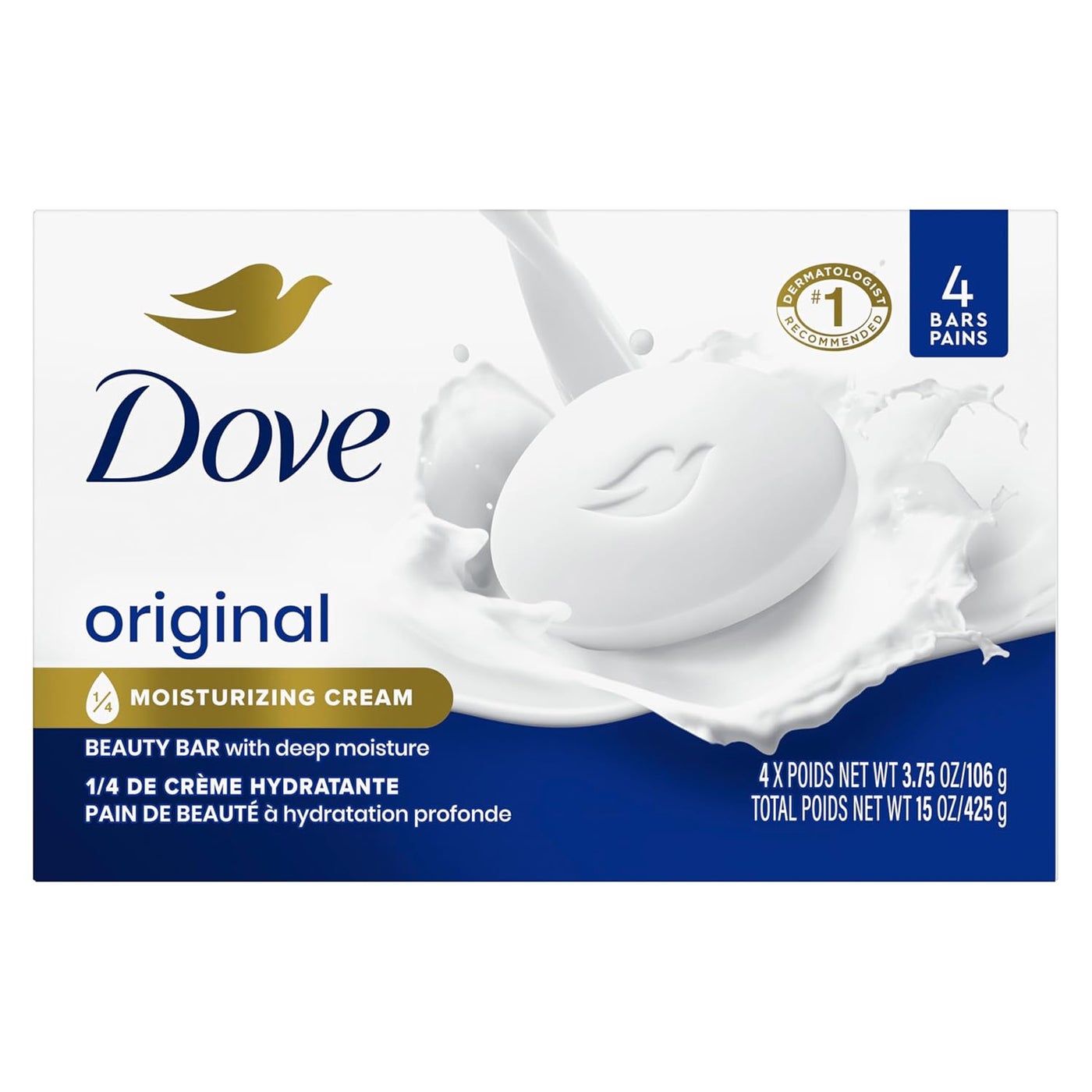 Dove Beauty Bar Less Drying than Ordinary Soap White More Moisturizing than Bar Soap 375 oz 4 Bars