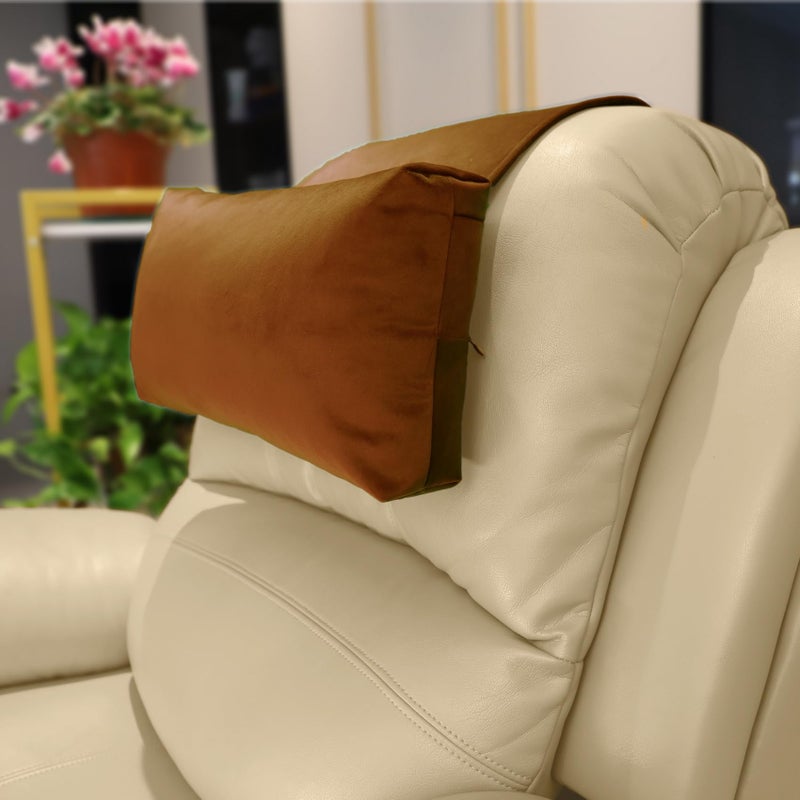 AmazeCov Velvet Recliner Head Pillow with NonSlip Base Adjustable Neck Support for Pain Relief in Home Office and Travel Pumpkin
