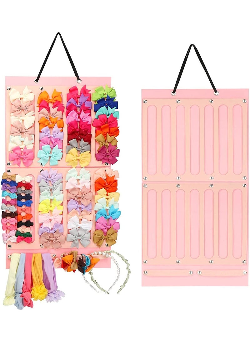 KASTWAVE Bow Holder for Girls Hair Bows, Hair Clips Storage Hanger w/ 16 Ribbons, Hair Accessories Organizer, Wall Hanging for Girl Room 1 Item - Image 1