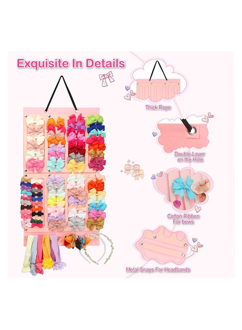KASTWAVE Bow Holder for Girls Hair Bows, Hair Clips Storage Hanger w/ 16 Ribbons, Hair Accessories Organizer, Wall Hanging for Girl Room 1 Item - Image 4