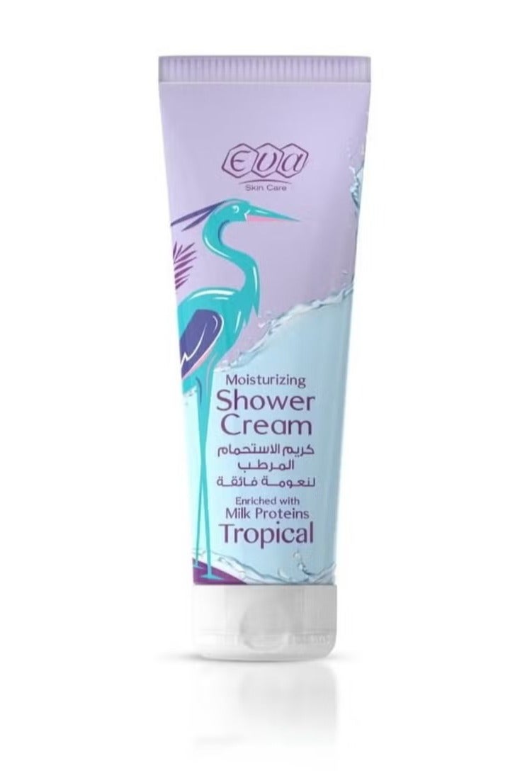 إيفا كريم الإستحمام المرطب لنعومة فائقة تروبيكال 250 مل + ايفا سكين كير سينسز معطر الجسم لاف تيل 240 مل - Image 3