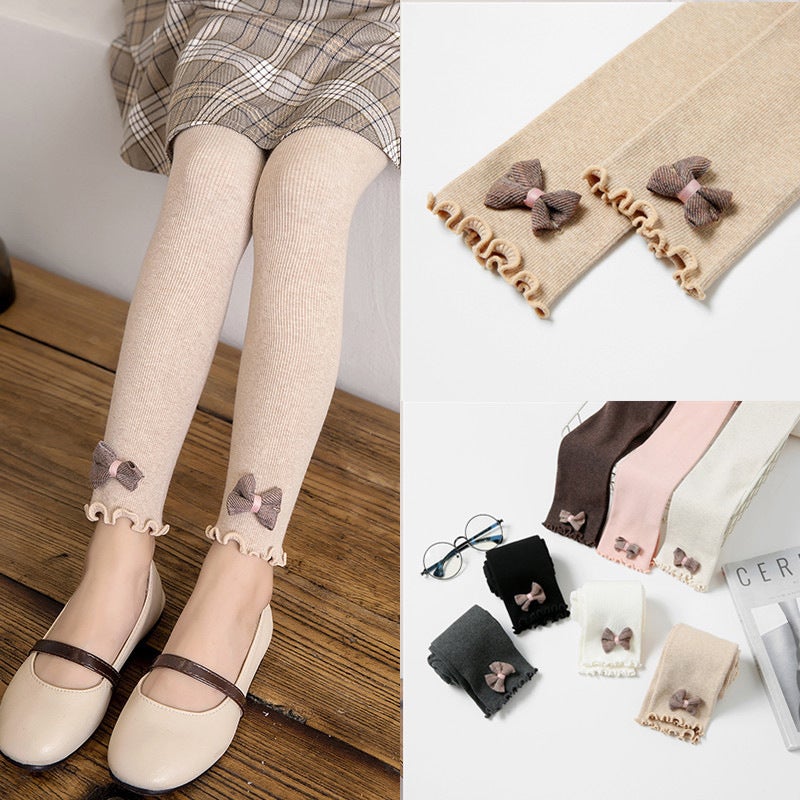 New Bow Simple Leggings Girls Leggings Tight Pants Baby Pants - Image 4