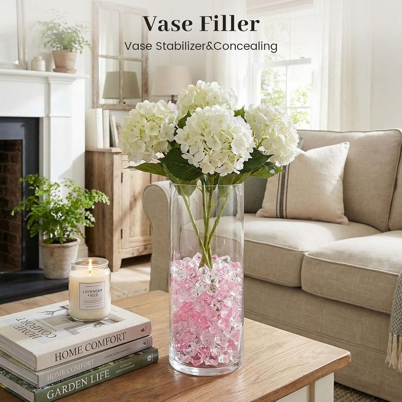 DomeStar Fake Ice, 150PCS Acrylic Fake Diamonds Vase Fillers Pink and Transparent Rocks Plastic Gems for Party Table Scatter Decor - Image 3