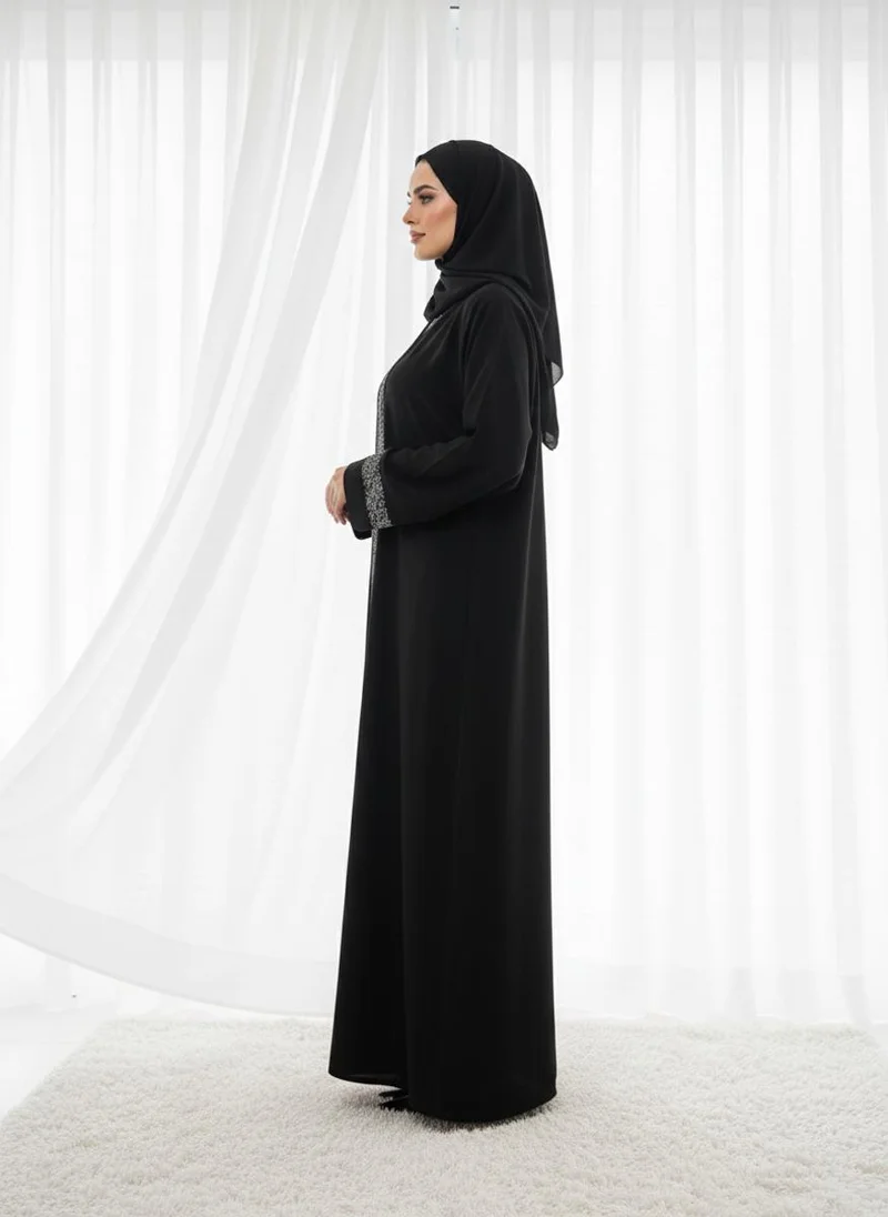 MSquare Fashion  Jet Black Silver Lace Filigree With Headscarf for Women | Best Price UAE