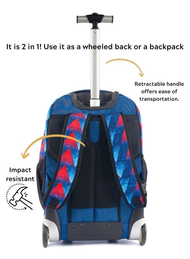 Pierre Cardin Paris Pierre Cardin Trolley Backpack Set of 3 for school-Blue Arrow Red Design - Image 4