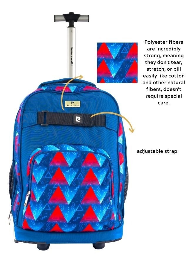 Pierre Cardin Paris Pierre Cardin Trolley Backpack Set of 3 for school-Blue Arrow Red Design - Image 2