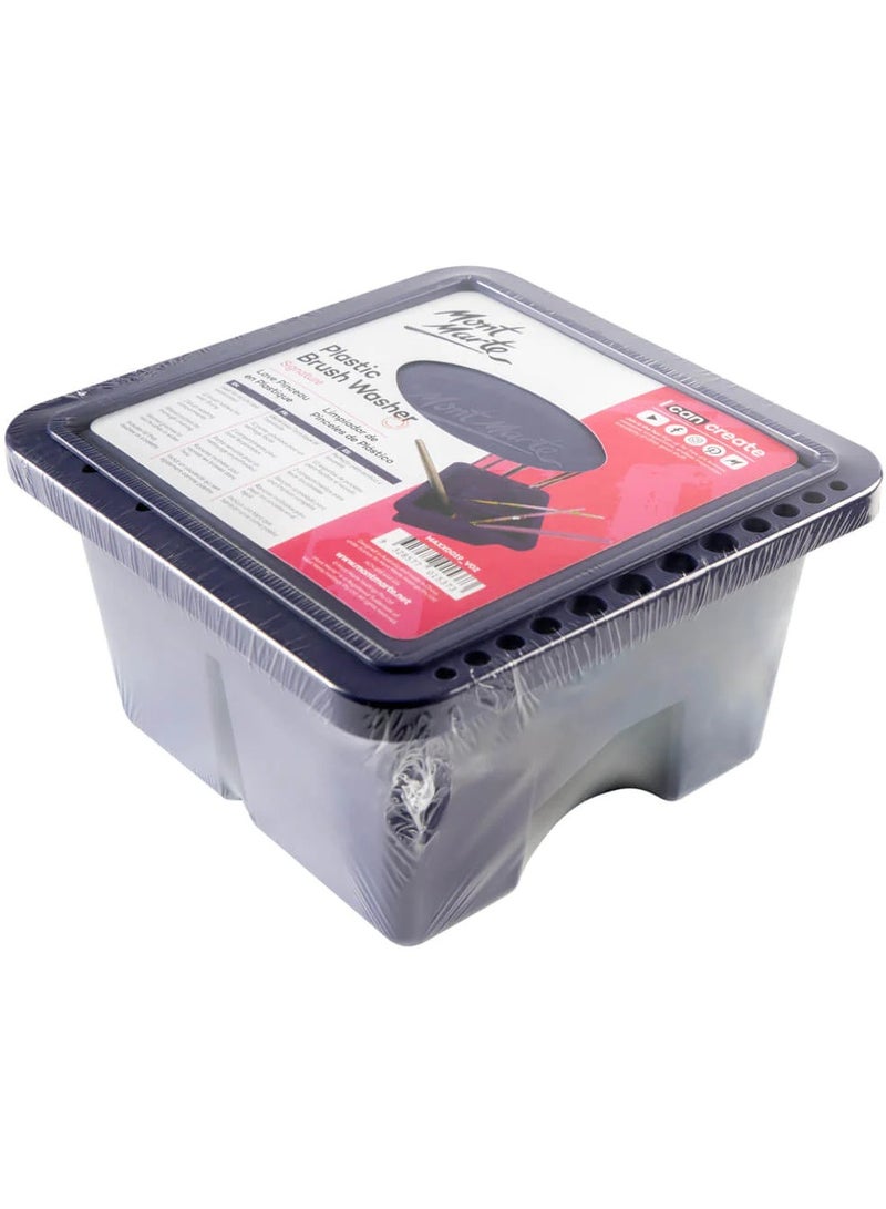 Mont Marte Plastic Brush Washer Twin Compartment Square