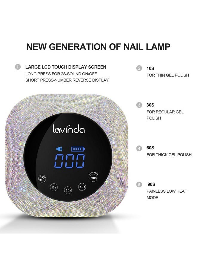 Lavinda Uv Led Nail Lamp 54W Rechargeable Cordless Nail Lamp Nail Dryer Gel Polish Uv Nail Light With 4 Timer Setting Professional Quick Dry Curing Lamp With Display Auto Sensor For Salon & Home  - Image 2