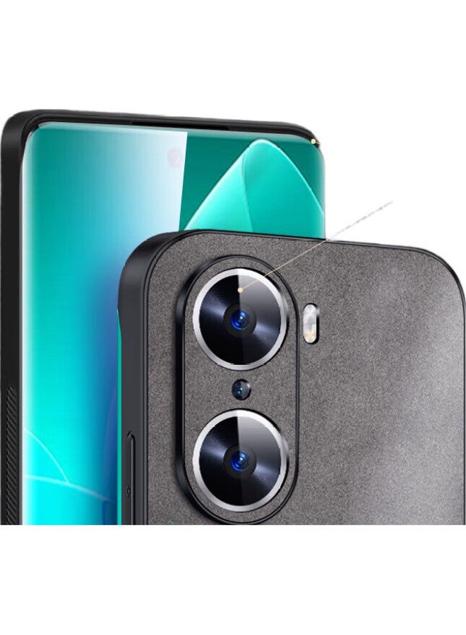 Shangsu, Suitable For Honor 60 Pro Phone Case, Honor 60 Pro Protective Cover, Shockproof, Full Lens Protection, Soft Shell, Simple Luxury Lambskin Outer Case, Women'S And Men'S Leather Case, Gray - Image 1