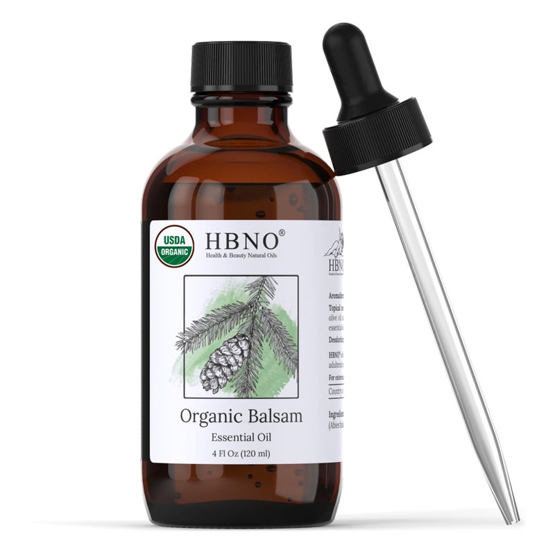 HBNO Organic Fir Balsam Essential Oil - Huge 4 oz (120ml) Value Size - USDA Certified Organic Fir Balsam Oil, Perfect for Aromatherapy, Soap Making, DIY, Fragrances, Diffuser - Image 1