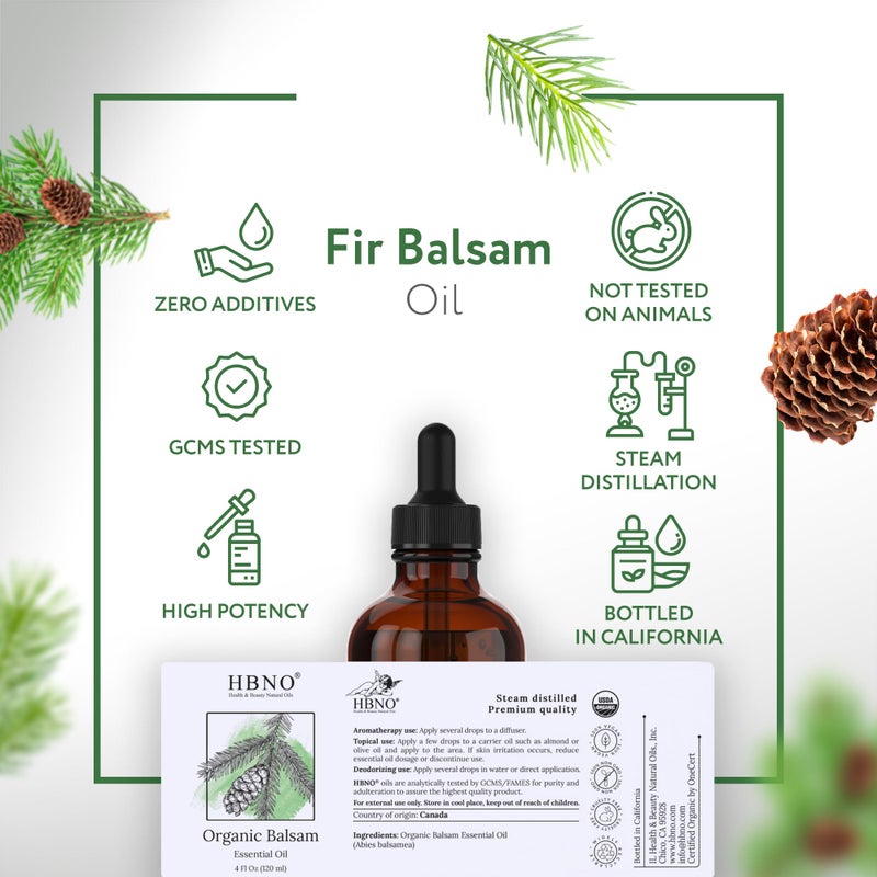 HBNO Organic Fir Balsam Essential Oil - Huge 4 oz (120ml) Value Size - USDA Certified Organic Fir Balsam Oil, Perfect for Aromatherapy, Soap Making, DIY, Fragrances, Diffuser - Image 4
