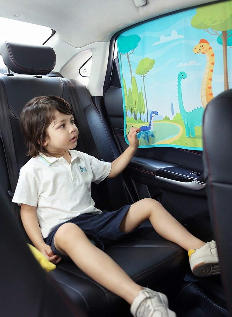 ستارة مغناطيسية لحماية الأطفال من أشعة الشمس، طقم 2 ستائر جانبية للسيارة بحجم 70x50 سم، حماية من الأشعة فوق البنفسجية وحجب الضوء وتقليل الحرارة، تصميم كرتوني، سهلة التركيب، UPF50+ 80GSM - Image 4