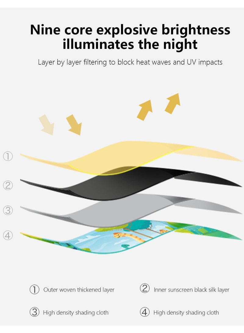 ستارة مغناطيسية لحماية الأطفال من أشعة الشمس، طقم 2 ستائر جانبية للسيارة بحجم 70x50 سم، حماية من الأشعة فوق البنفسجية وحجب الضوء وتقليل الحرارة، تصميم كرتوني، سهلة التركيب، UPF50+ 80GSM - Image 2