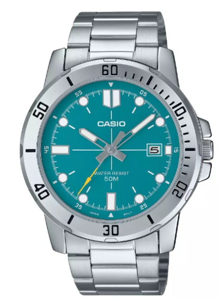 كاسيو ساعة كاسيو للرجال مينا ازرق ستانلس ستيل كوارتز ياباني MTP-VD01D-3E2V - Image 1