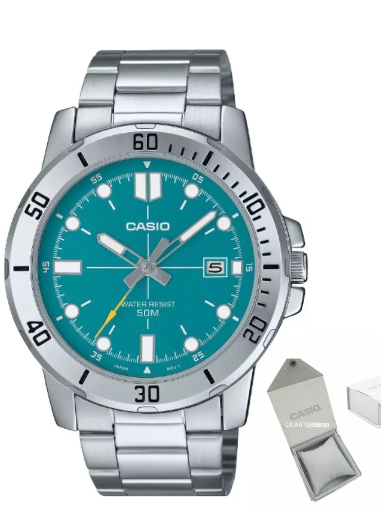 كاسيو ساعة كاسيو للرجال مينا ازرق ستانلس ستيل كوارتز ياباني MTP-VD01D-3E2V - Image 3