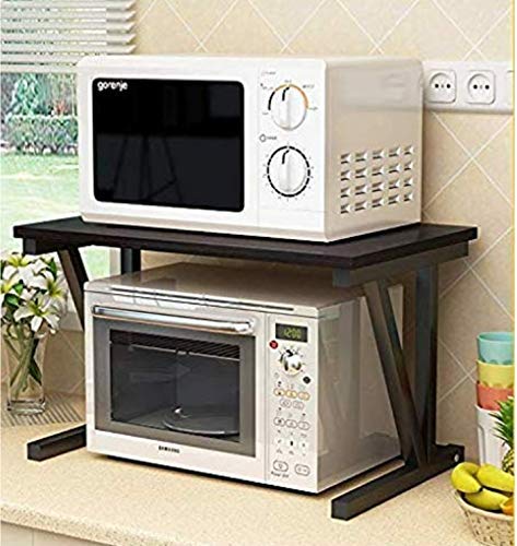 INDIAN DECOR. 36600 MDF Space Saving 23.6inch Microwave Oven Stand and Counter Shelf Organizer Spicy Rack Toaster Kitchen Cabinet (Black) - Image 1