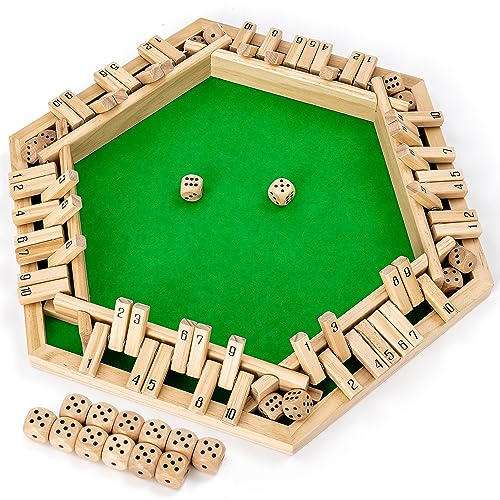 ropoda Shut The Box Game Upgraded 16 Player Wooden Board Games for Adult and Kids Shut The Box Dice Game Addition Training Fun for Family Game Night - Image 1