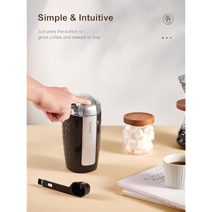 Reemix Coffee Grinder Electric Coffee Grinder With 35Oz Large Capacity OneTouch Coffee And Spice Grinder With Stainless Blade Cleaner Brush And Spoon For Home Use Black - Image 5