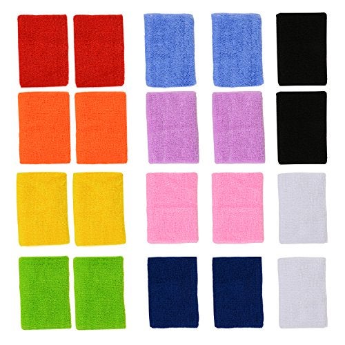 ColorYourLife 10 Pairs (20 Pieces) Colorful Sports Wristbands Wrist Sweatbands Wrist Sweat Bands - Image 1