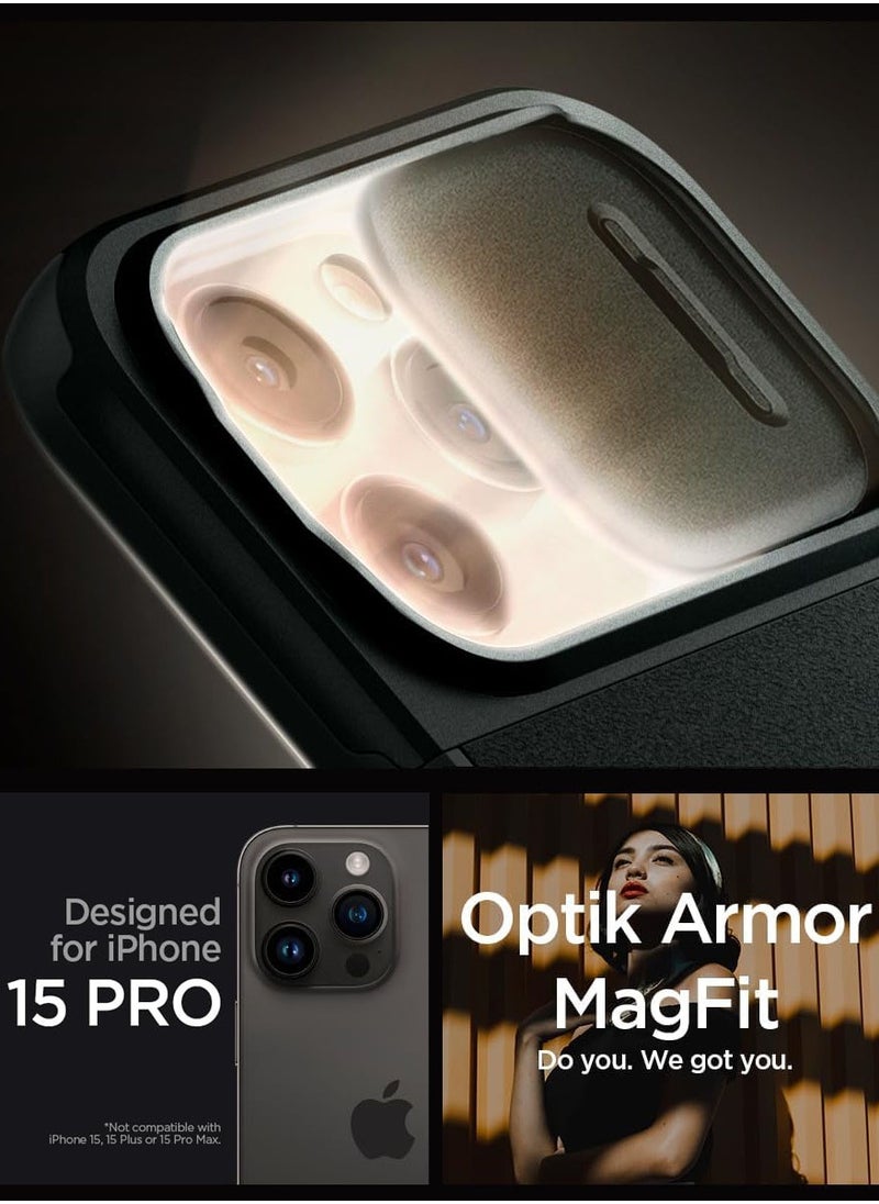 Spigen Optik Armor MagFit for iPhone 15 Pro Case Cover with MagSafe - Abyss Green  - Image 2