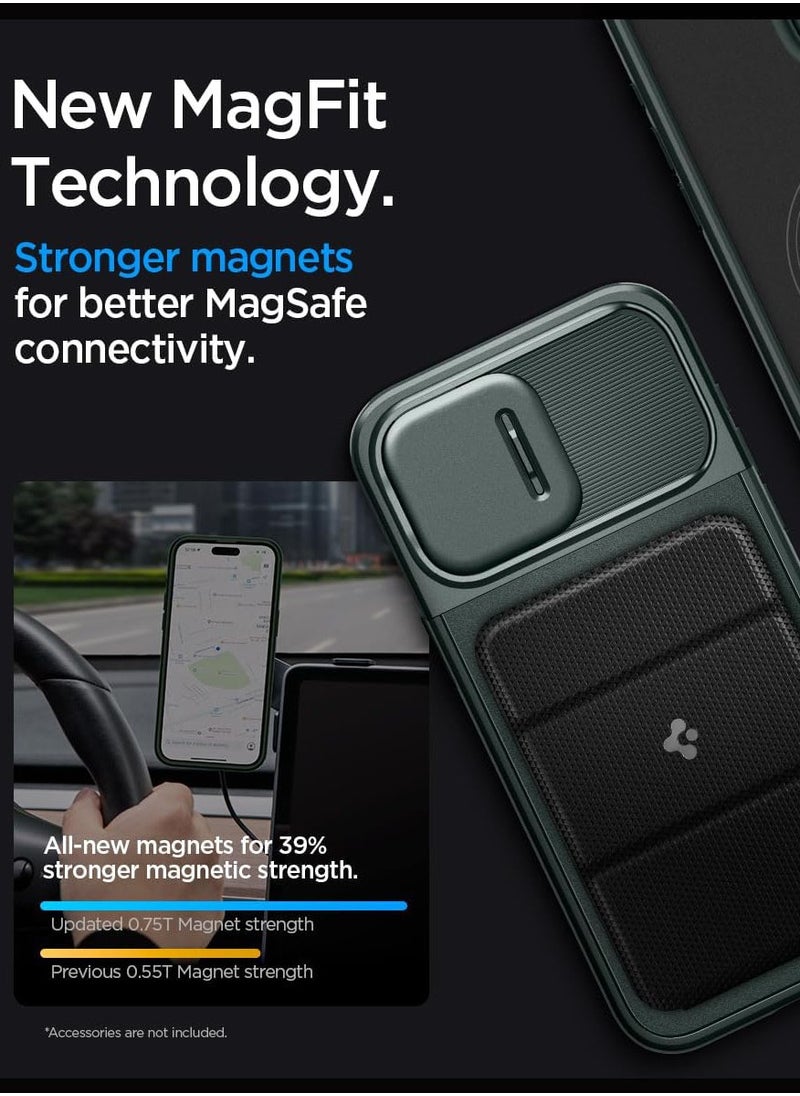Spigen Optik Armor MagFit for iPhone 15 Pro Case Cover with MagSafe - Abyss Green  - Image 4